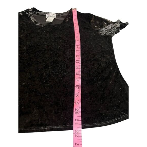 Madison & Berkeley Crushed Velvet Cropped Shirt Sz M Y2K Retro Edgy Goth Rock - Picture 7 of 7